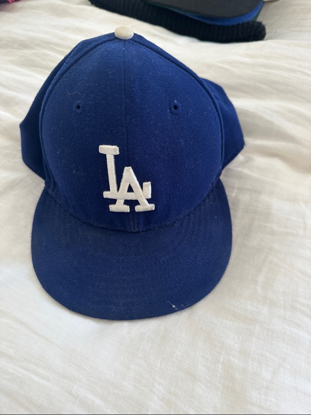 LA Embroidered Snapback Hat in Royal Blue